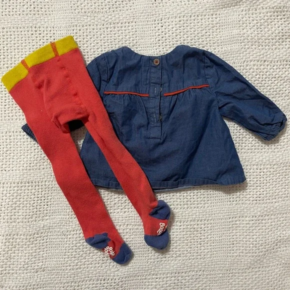 Baby Boden Denim Top Nautical Lighthouse Boat Applique Tights Set 0-3 Months - Picture 4 of 5